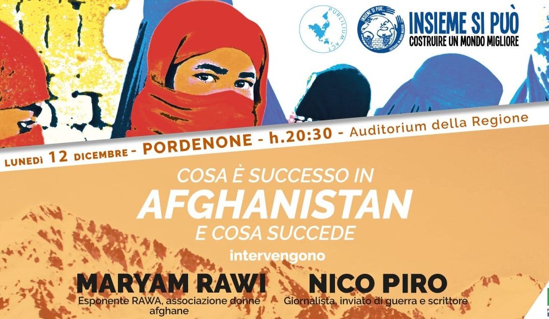 Afganistan: 12/12 convegno a Pn sulla situazione del Paese e delle donne