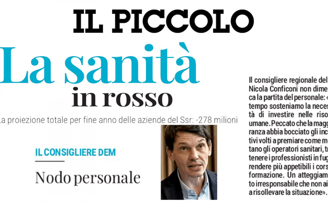 Salute: Conficoni (Pd), buco di 278 milioni non risolve i disservizi