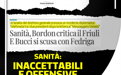 Salute: Gruppo Pd, inaccettabili e offensive le intimidazioni a Bordon