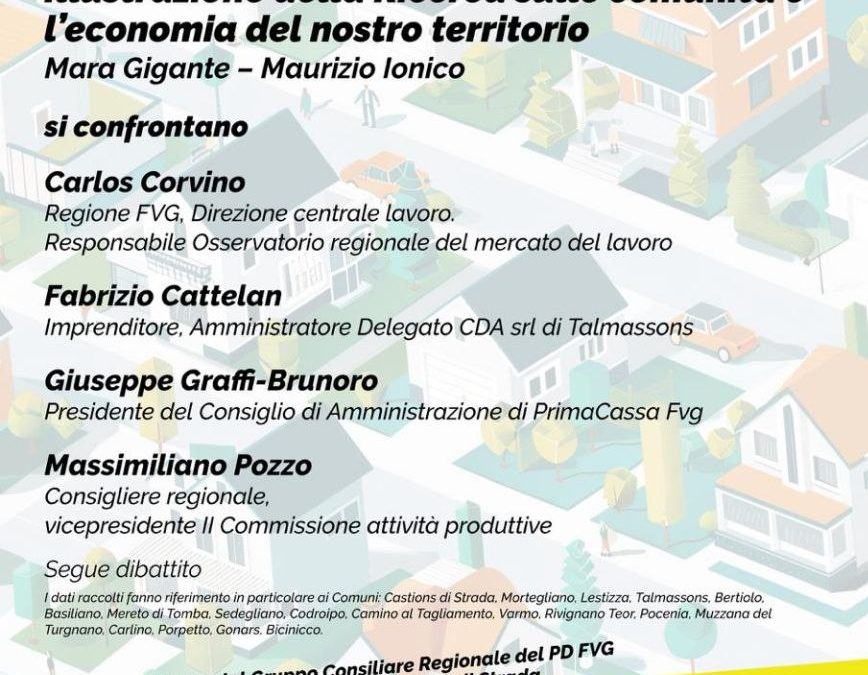 Economia: 12/03 incontro gruppo Pd Fvg a Castions di Strada