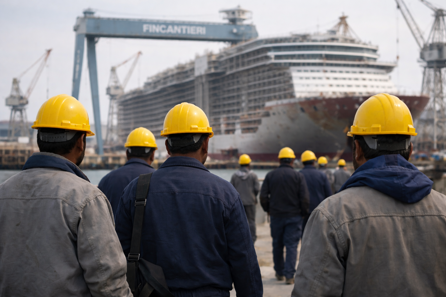 Monfalcone, lavoratori al cantiere