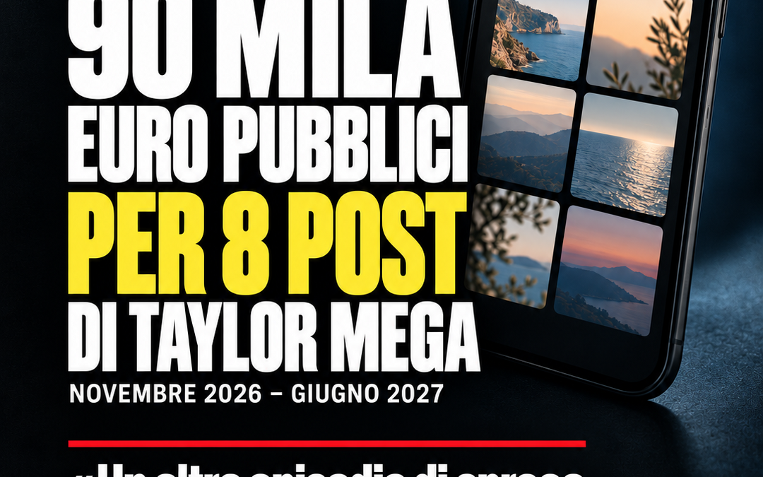 Turismo: Moretti (Pd), 90mila euro per 8 post di Taylor Mega, altro inutile spreco